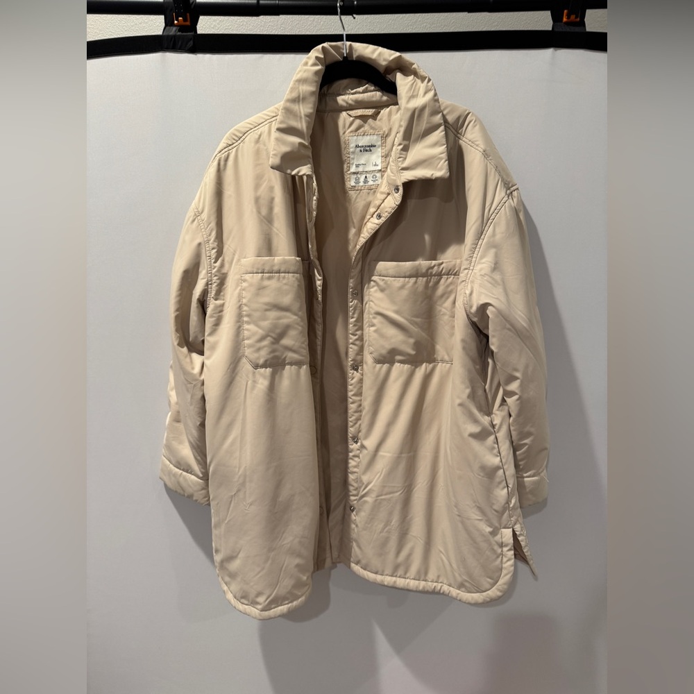 Abercrombie & Fitch Mid-Length Unquilted Nylon Shirt Jacket - L